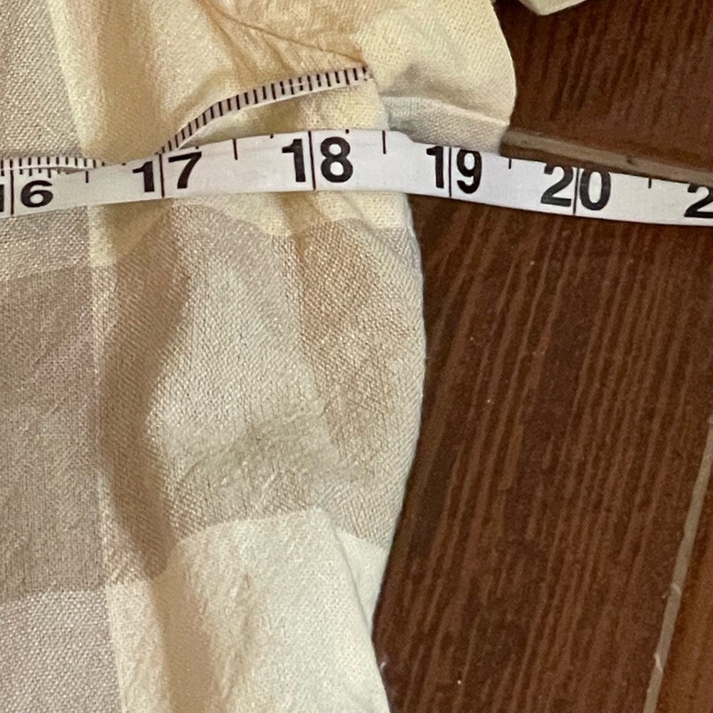 Talbots Petites tan yellow cream Short Sleeve Vintage Dress sz 12P linen pockets - Picture 7 of 13